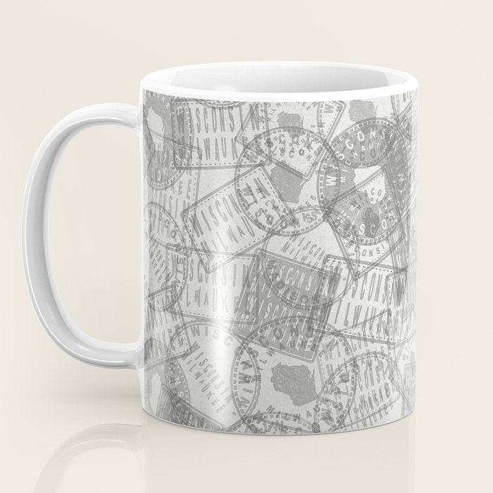 Vintage Wisconsin Milwaukee Travel Stamp Pattern Coffee Mug Gallery Image 3