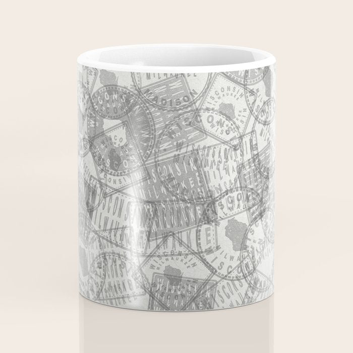 Vintage Wisconsin Milwaukee Travel Stamp Pattern Coffee Mug Gallery Image 4