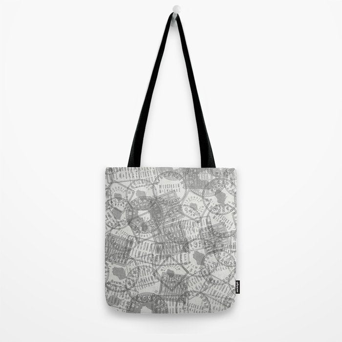 Vintage Wisconsin Milwaukee Travel Stamp Pattern Tote Bag Gallery Image 2