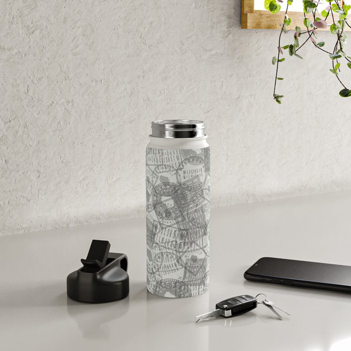Vintage Wisconsin Milwaukee Travel Stamp Pattern Water Bottle Gallery Image 4