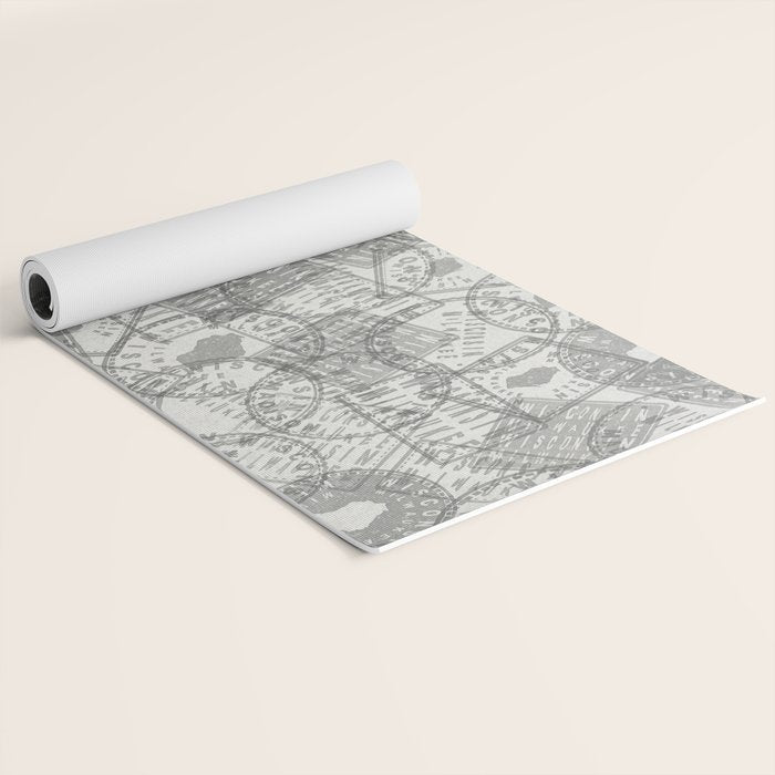 Vintage Wisconsin Milwaukee Travel Stamp Pattern Yoga Mat Gallery Image 2