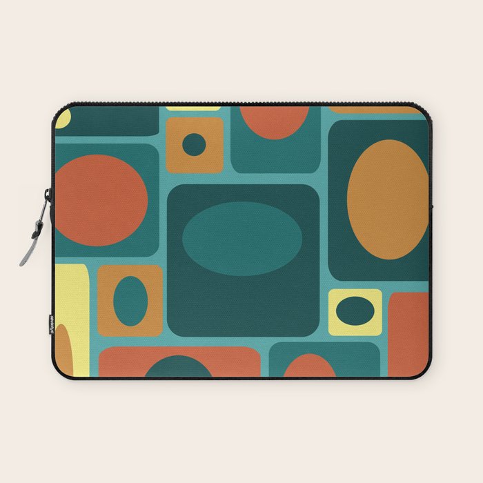 Mid Century Modern Turquoise Rectangles Laptop Sleeve Gallery Image 1