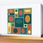Mid Century Modern Turquoise Rectangles Wall Mural Gallery Image 2