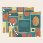 Mid Century Modern Turquoise Rectangles Placemat Gallery Image 1