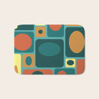 Mid Century Modern Turquoise Rectangles Bath Mat Gallery Image 1