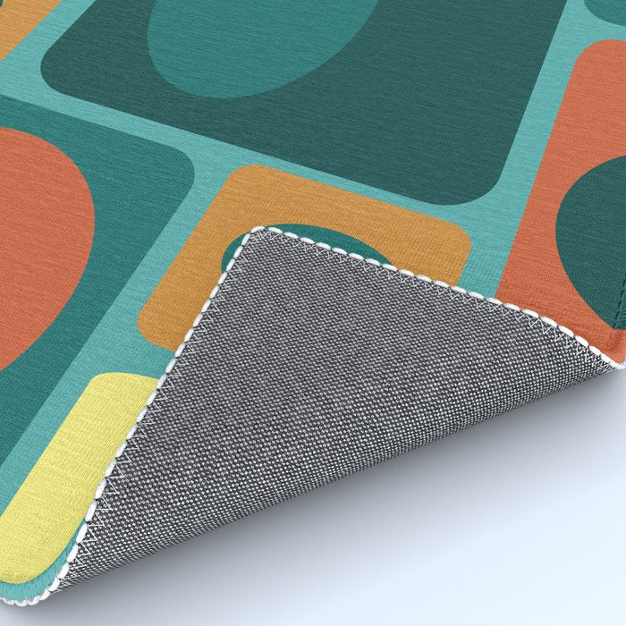 Mid Century Modern Turquoise Rectangles Rug Gallery Image 4
