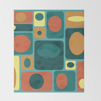 Mid Century Modern Turquoise Rectangles Throw Blanket Gallery Image 2