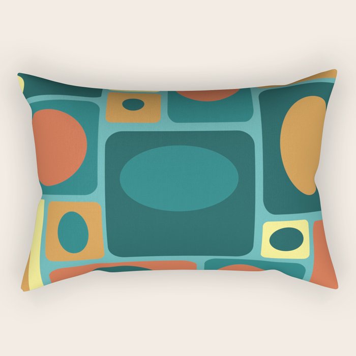 Mid Century Modern Turquoise Rectangles Rectangular Pillow Gallery Image 1