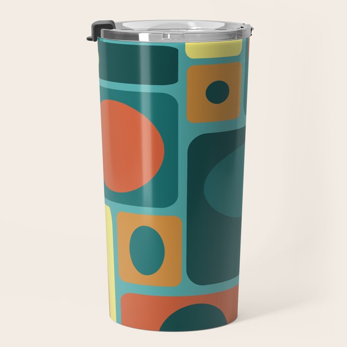 Mid Century Modern Turquoise Rectangles Travel Mug Gallery Image 3