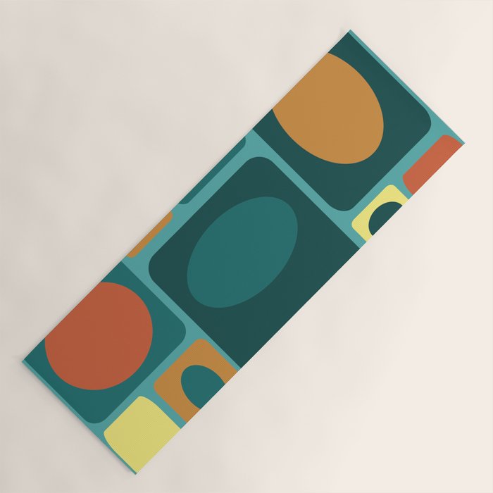 Mid Century Modern Turquoise Rectangles Yoga Mat Gallery Image 1
