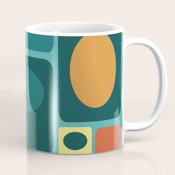 Mid Century Modern Turquoise Rectangles Coffee Mug Gallery Image 1