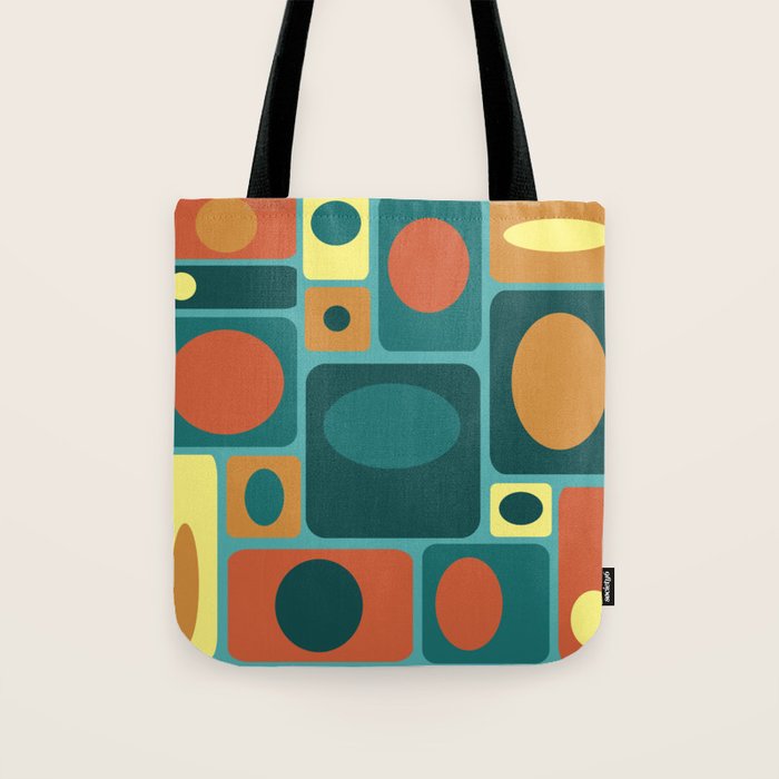 Mid Century Modern Turquoise Rectangles Tote Bag Gallery Image 1