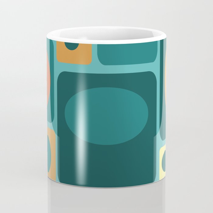 Mid Century Modern Turquoise Rectangles Coffee Mug Gallery Image 4