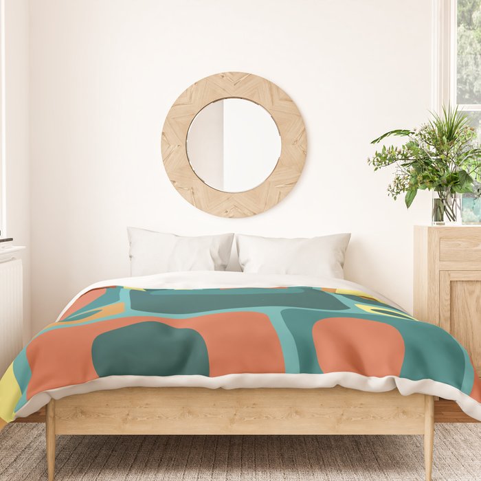 Mid Century Modern Turquoise Rectangles Duvet Cover Gallery Image 3