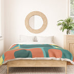 Mid Century Modern Turquoise Rectangles Duvet Cover Gallery Image 3
