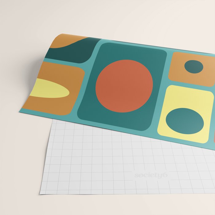 Mid Century Modern Turquoise Rectangles Wrapping Paper Gallery Image 2