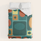 Mid Century Modern Turquoise Rectangles Comforter Gallery Image 6