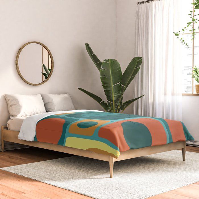 Mid Century Modern Turquoise Rectangles Comforter Gallery Image 2