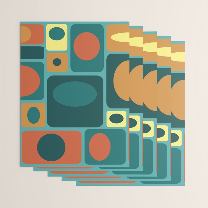Mid Century Modern Turquoise Rectangles Wrapping Paper Gallery Image 3