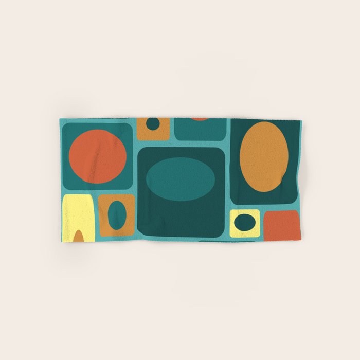 Mid Century Modern Turquoise Rectangles Bath Towel Gallery Image 1