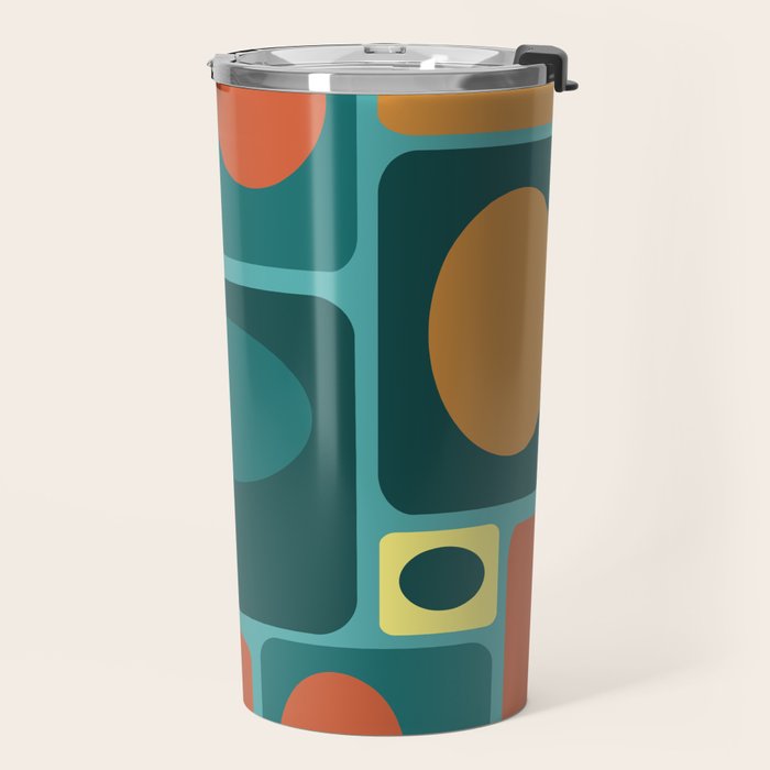 Mid Century Modern Turquoise Rectangles Travel Mug Gallery Image 2