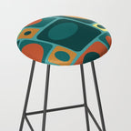 Mid Century Modern Turquoise Rectangles Stool Gallery Image 2