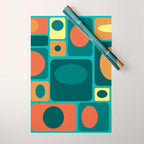 Mid Century Modern Turquoise Rectangles Wrapping Paper Gallery Image 1
