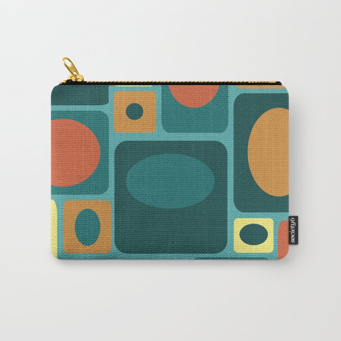 Mid Century Modern Turquoise Rectangles Carry All Pouch Gallery Image 1