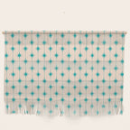 Midcentury Stars and Dots Pattern in Turquoise Teal and Cream Wall Hanging Gallery Image 1