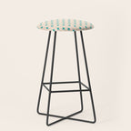 Midcentury Stars and Dots Pattern in Turquoise Teal and Cream Stool Gallery Image 1