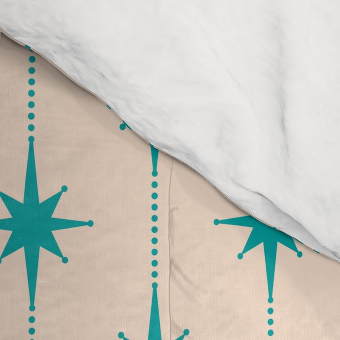 Midcentury Stars and Dots Pattern in Turquoise Teal and Cream Comforter Gallery Image 4