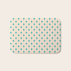 Midcentury Stars and Dots Pattern in Turquoise Teal and Cream Bath Mat Gallery Image 1