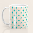 Midcentury Stars and Dots Pattern in Turquoise Teal and Cream Coffee Mug Gallery Image 3