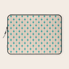 Midcentury Stars and Dots Pattern in Turquoise Teal and Cream Laptop Sleeve Gallery Image 1