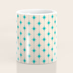 Midcentury Stars and Dots Pattern in Turquoise Teal and Cream Coffee Mug Gallery Image 4