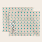 Midcentury Stars and Dots Pattern in Turquoise Teal and Cream Placemat Gallery Image 1