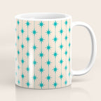 Midcentury Stars and Dots Pattern in Turquoise Teal and Cream Coffee Mug Gallery Image 1