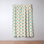 Midcentury Stars and Dots Pattern in Turquoise Teal and Cream Window Curtain Gallery Image 3