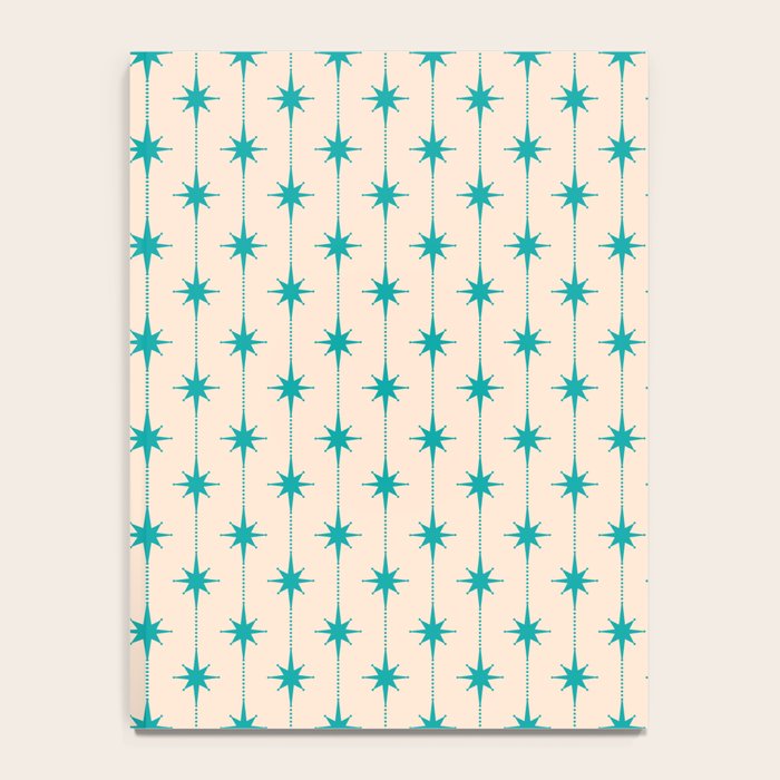 Midcentury Stars and Dots Pattern in Turquoise Teal and Cream Notebook Gallery Image 4