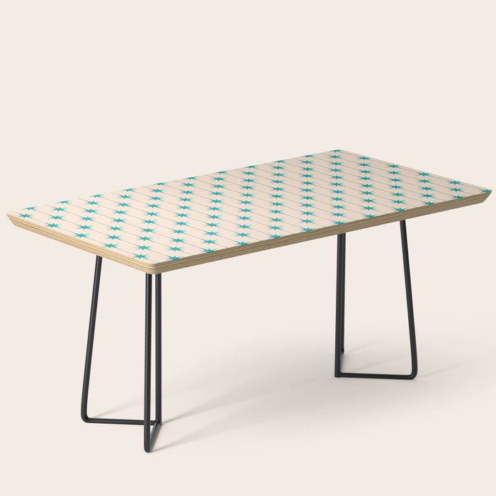 Midcentury Stars and Dots Pattern in Turquoise Teal and Cream Coffee Table Gallery Image 1