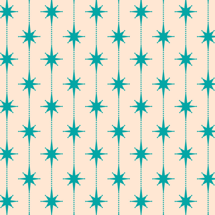 Midcentury Stars and Dots Pattern in Turquoise Teal and Cream Coffee Mug Gallery Image 2