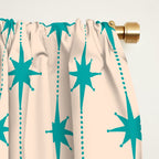 Midcentury Stars and Dots Pattern in Turquoise Teal and Cream Window Curtain Gallery Image 2