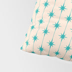Midcentury Stars and Dots Pattern in Turquoise Teal and Cream Pillow Sham Gallery Image 4