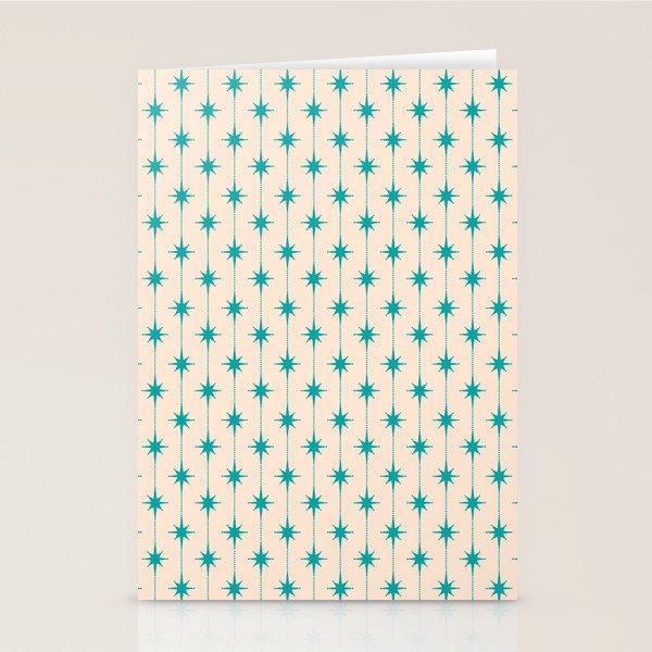 Midcentury Stars and Dots Pattern in Turquoise Teal and Cream Stationery Card Gallery Image 1