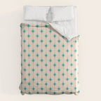 Midcentury Stars and Dots Pattern in Turquoise Teal and Cream Duvet Cover Gallery Image 6