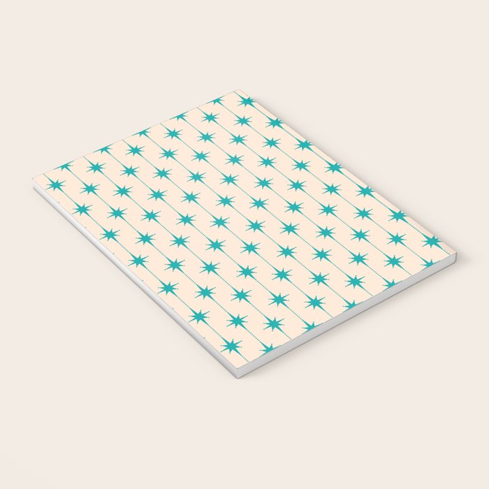 Midcentury Stars and Dots Pattern in Turquoise Teal and Cream Notebook Gallery Image 3