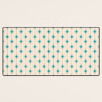 Midcentury Stars and Dots Pattern in Turquoise Teal and Cream Desk Mat Gallery Image 3