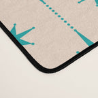 Midcentury Stars and Dots Pattern in Turquoise Teal and Cream Desk Mat Gallery Image 4