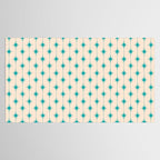 Midcentury Stars and Dots Pattern in Turquoise Teal and Cream Tablecloth Gallery Image 2