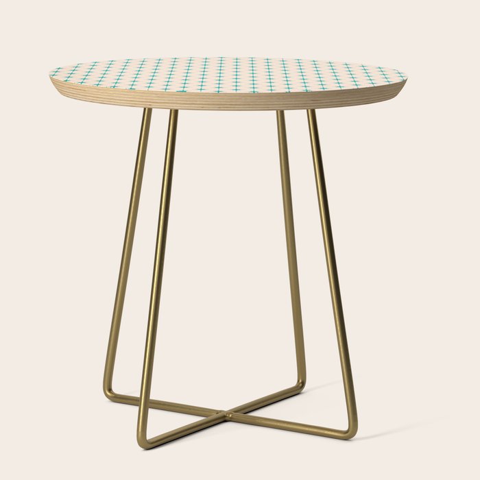 Midcentury Stars and Dots Pattern in Turquoise Teal and Cream Side Table Gallery Image 1